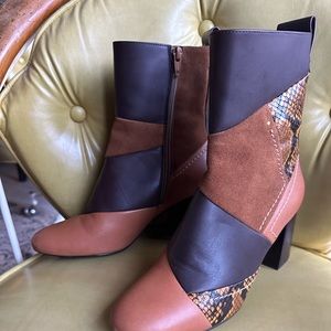 Chloe Brown and Tan Ankle Boots
